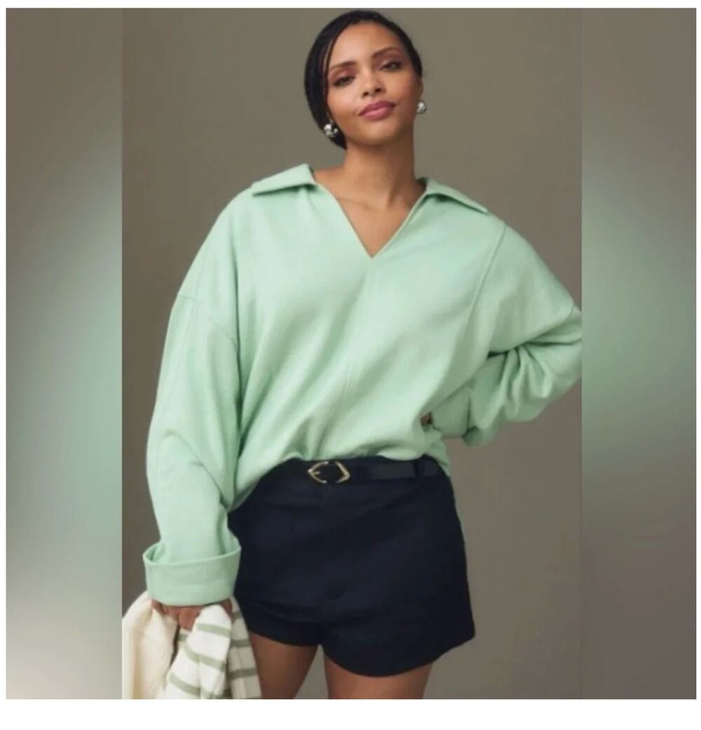 Pilcro (by Anthropologie) Johnny Collar Pullover Sweatshirt